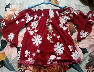 Boho Floral Off-Shoulder Top