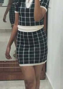 Checkered Knit Mini Dress