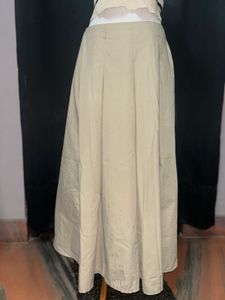 Classic Beige Pleated Maxi Skirt