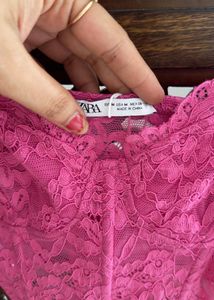 Zara Brand New Celeb Style Lace Correct Crop Top