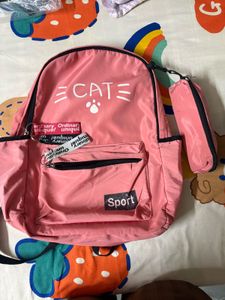 Cute Peach Cat Sport Backpack with Kit