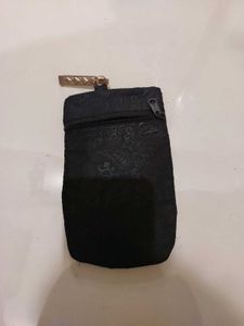 Embroidered Camel Pouch with Mirror Work