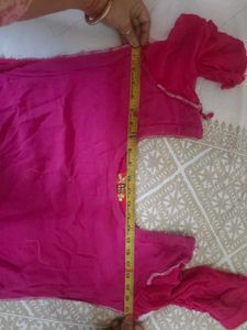Pink Georgette Gota Patti Work Kurti
