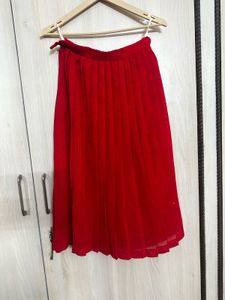 Red Pleated Skirt