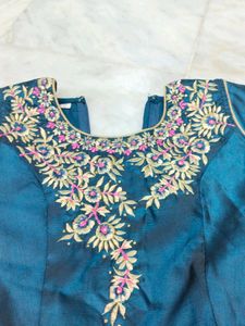 Peacock Colour Umbrella Top With Back Zip