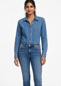 Blue Denim Tie-Front Shirt