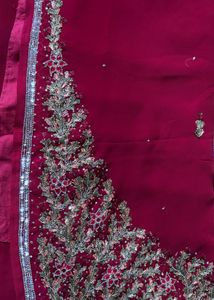 Premium Pre-Loved Maroon Embroidered Saree with st