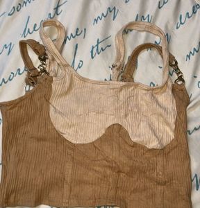 Trendy Two-Tone Chain Strap Tank Top