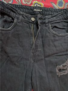 Freakins Black Distressed High-Waisted Jeans