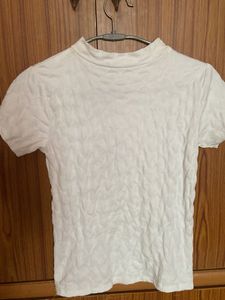Chic Textured Mock Neck Tee