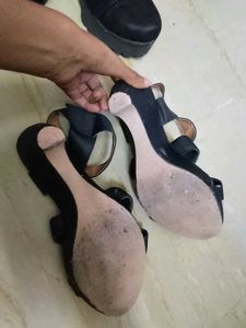 Black Platform Wedge Sandals