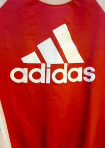 Adidas Red &amp; Cream Colorblock Sweatshirt