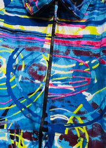 Vibrant Abstract Print Zip-Up Jacket