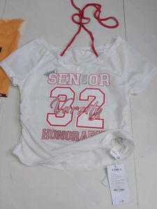 Savana jersey mesh t shirt with tie up - tag