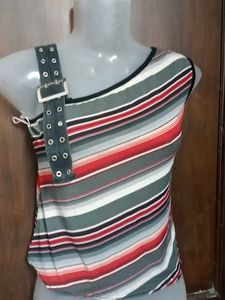 Striped One Shoulder Top 32 size no 1