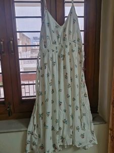 White Floral Print Midi Dress