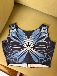Unique Butterfly Print Crop Top