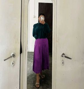 Zara Satin Flowy Purple Skirt