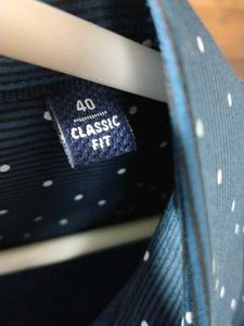 Men's Blue Polka Dot Full Sleeve Shirt