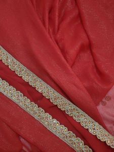 Elegant Red Sequined Saree