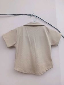 Stylish Beige Collared Crop Top (UNUSED)