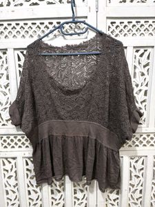 💝Crochet Lace Peplum Top H