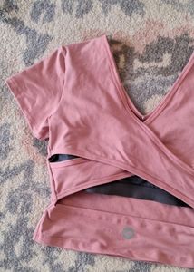 Pink V-Neck Cropped Top
