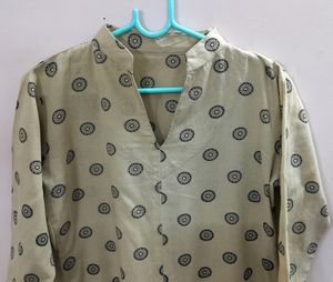 Front Slit Beige Kurta