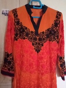Orange Kurta With Dupatta