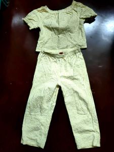Now Girls' Yellow Checkered Outfit