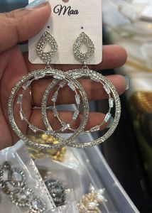 3pair Sparkling Hoop Earrings