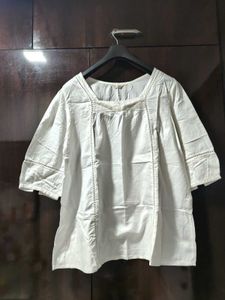 Chic White Cotton kurti Top