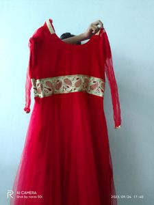 Full Flair Red Princess Gown