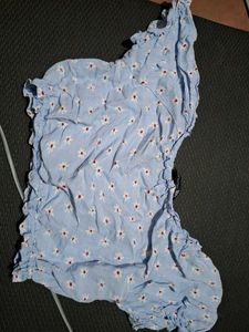 Blue Floral Crop Top