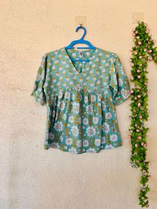 Bohemian Floral Print Kurta Top