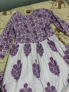Beautiful Lavender Block Print Kurta Set