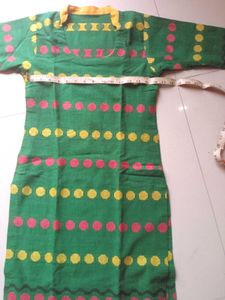 Green Kurta Set with Yellow Dupatta