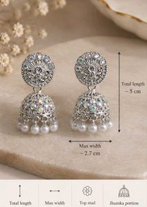 Exquisite Pearl &amp; Stone Jhumka Earrings