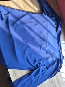 cow neck Stylish Blue Draped Top