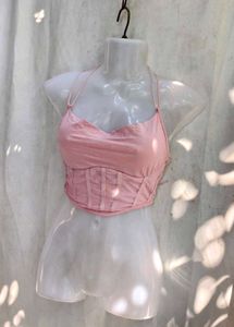 211110. Pink Corset Style Halter Top