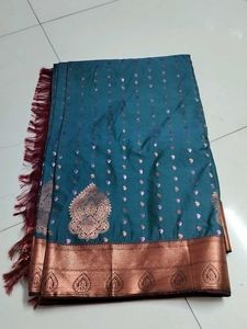Sea Blue Emboss Silk Saree...