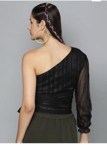 Chic One-Shoulder Black Top by sassafras
