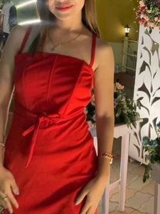 Elegant Red Halter Neck Dress