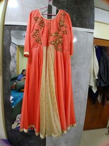 Elegant Peach Anarkali Gown