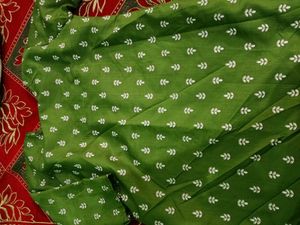 Green Kurta with White Leaf Print
