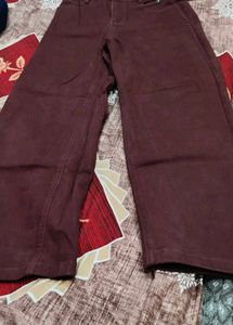 Maroon Wide-Leg Pants