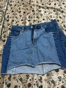 Patchwork Denim Mini Skirt
