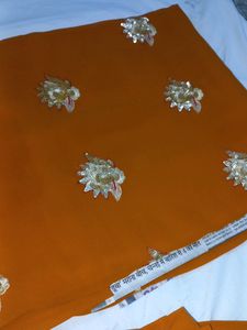 NEW ORANGE COLOURED SAREE WITH SEQUIN WORK