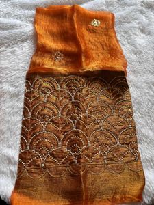 Orange Bitz Almond saree