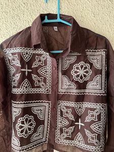 Designer Boho Print Button-Up Shirt new